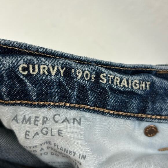 American Eagle Cross Waist Curvy 90's Straight Jean Stretch Size 6 Short - Picture 5 of 6
